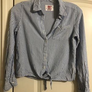 Striped button down long sleeve top